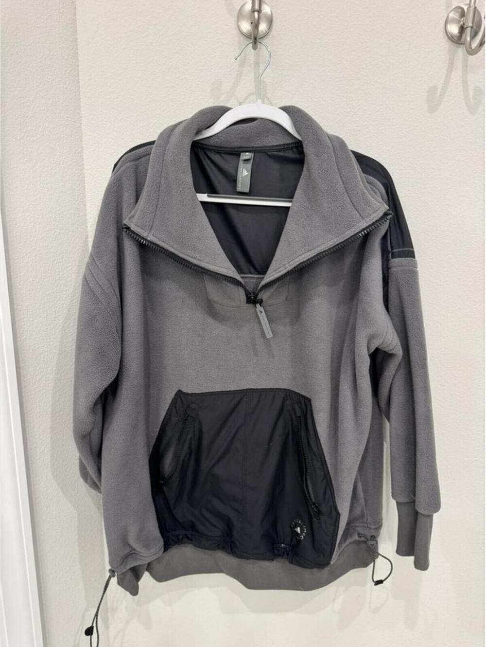 Adidas by Stella McCartney Gray and Black Fleece Pullover Jacket Medium